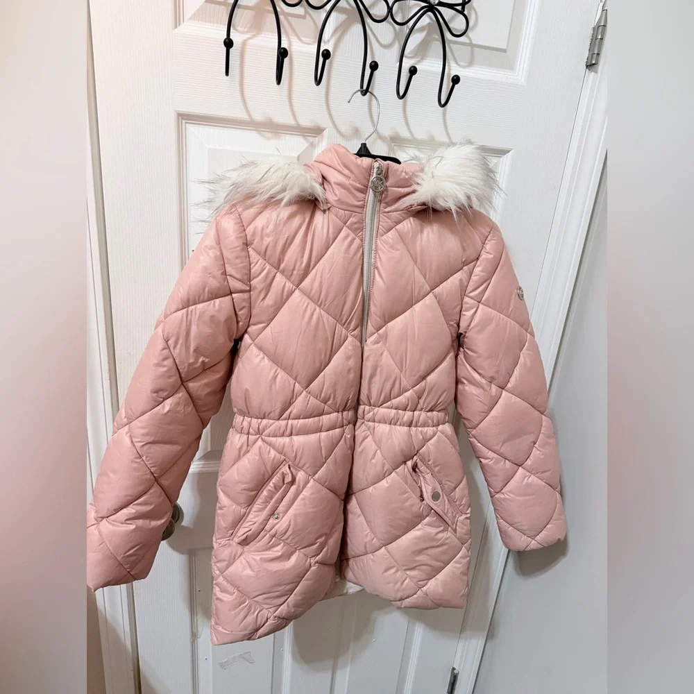 Michael Kors Pink Puffer Jacket With Fur Hood Size 16 Big Kids fits size S in W